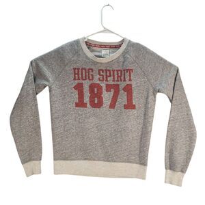 Victorias Secret Pink Sweatshirt Sweater Womens Small Gray Hogs‎ Spirit